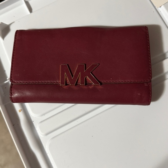 Michael Kors Dark Red Wallet with Logo - Picture 1 of 5